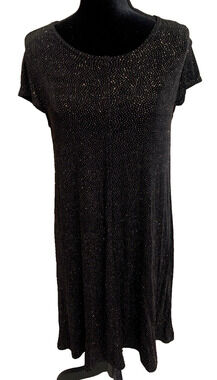 Vtg Sharon Anthony Dark Navy Sparkle Dress Size 14 Pullover Whimsigoth Romantic